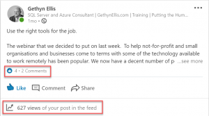 Performance of a post with a low number of engagements